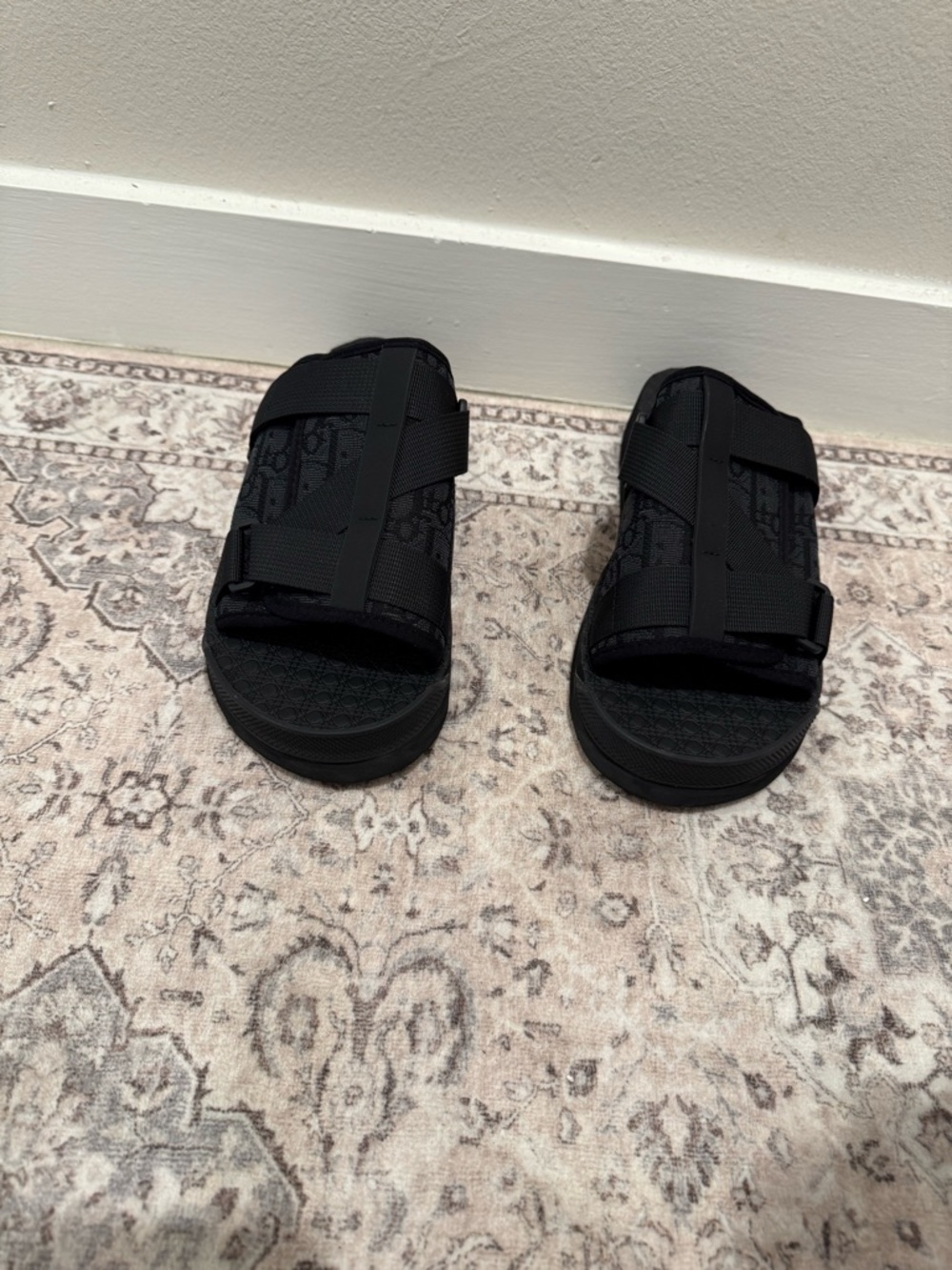 Dior Men's Black Logo Slide Sandals